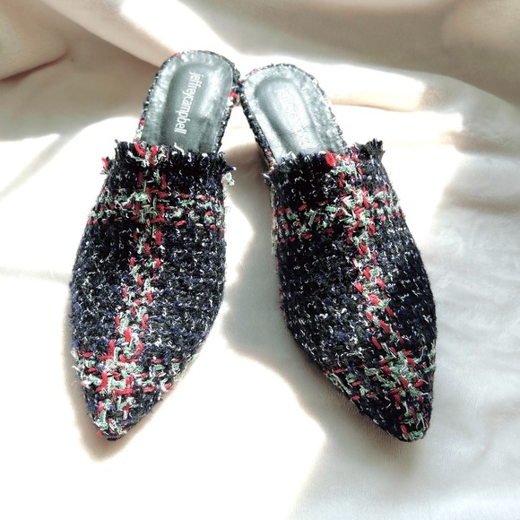 Jeffrey Campbell Tweed Noah Pointed Toe Mules - Picture 1 of 6